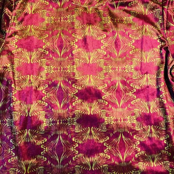 Savage X Fenty (M) Psychedelic Velvet Floral Top Shirt Blouse Fashion Pink Green - Picture 3 of 8